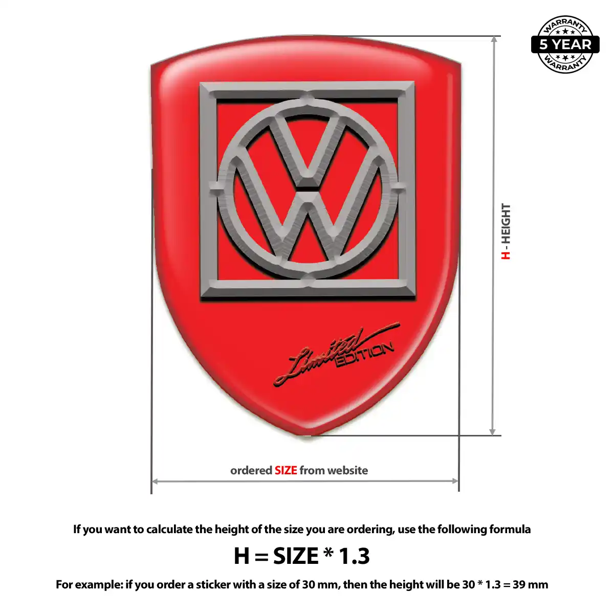 VW Domed Logo Decal Superior Craft