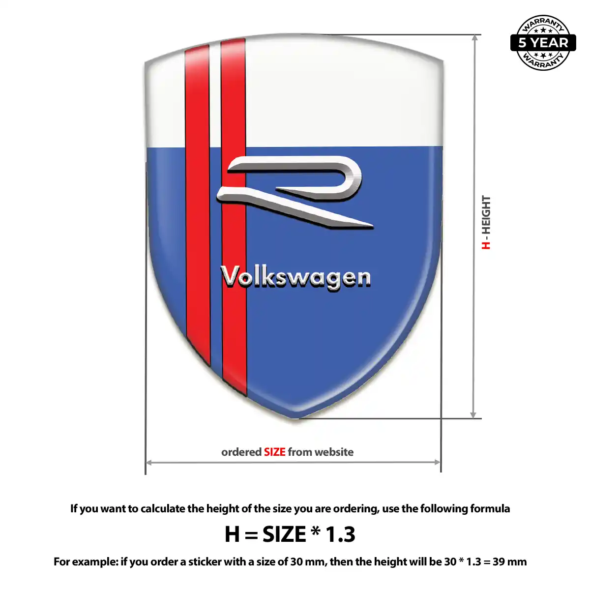 VW Domed Logo Sticker Prime Quality