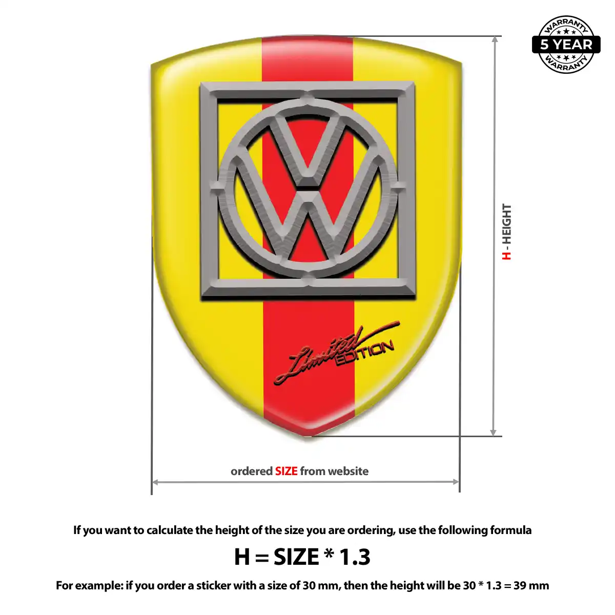 VW Domed Logo Sticker Refined Design