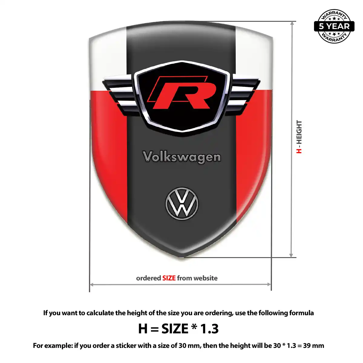 VW Domed Logo Sticker Superior Craft