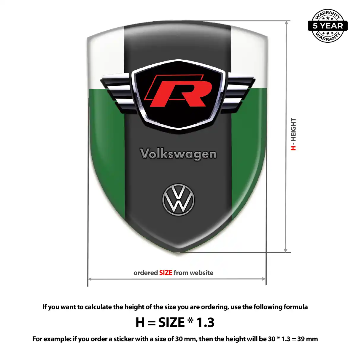 VW Emblem Domed Badge Elite Finish
