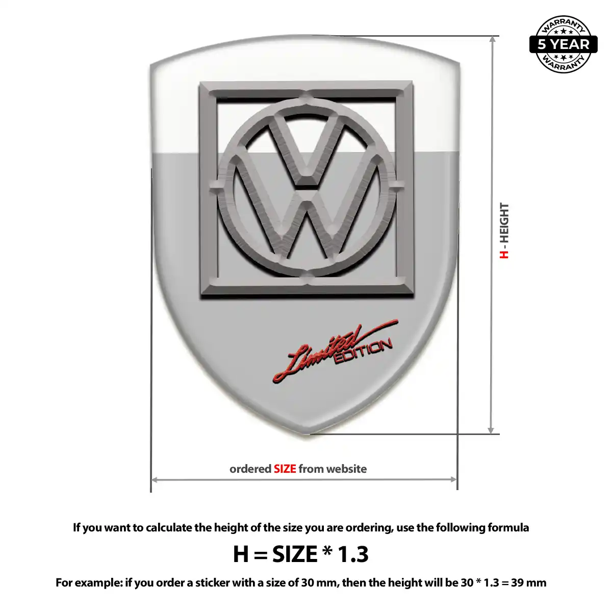 VW Emblem Domed Badge Prime Quality