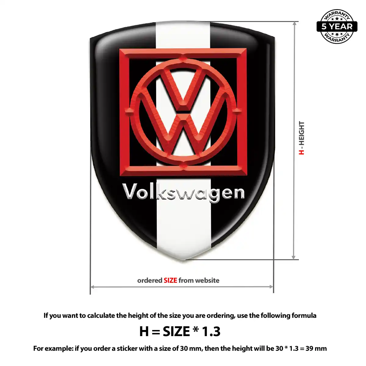 VW Emblem Domed Badge Signature Grade