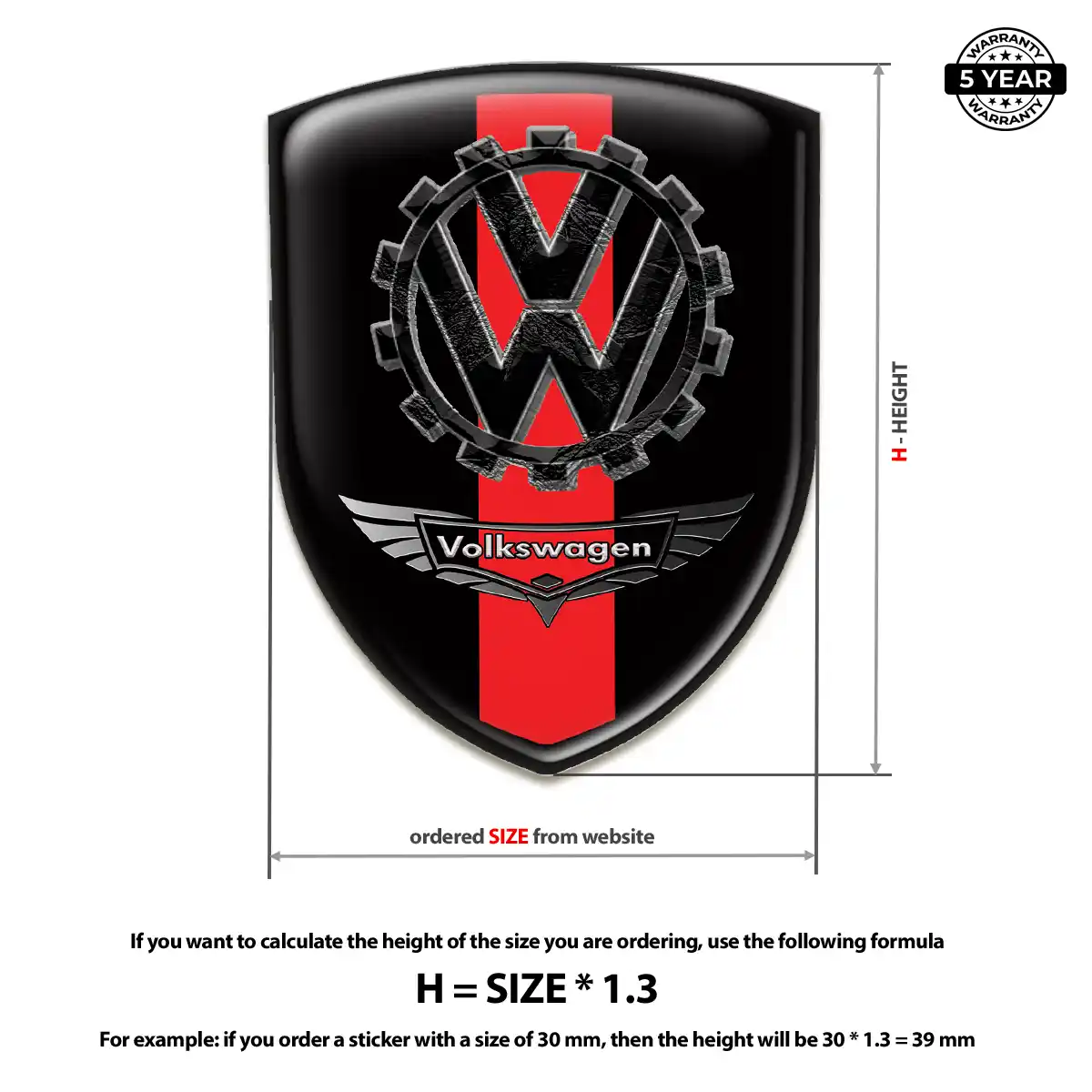 VW Emblem Domed Badge Superior Craft