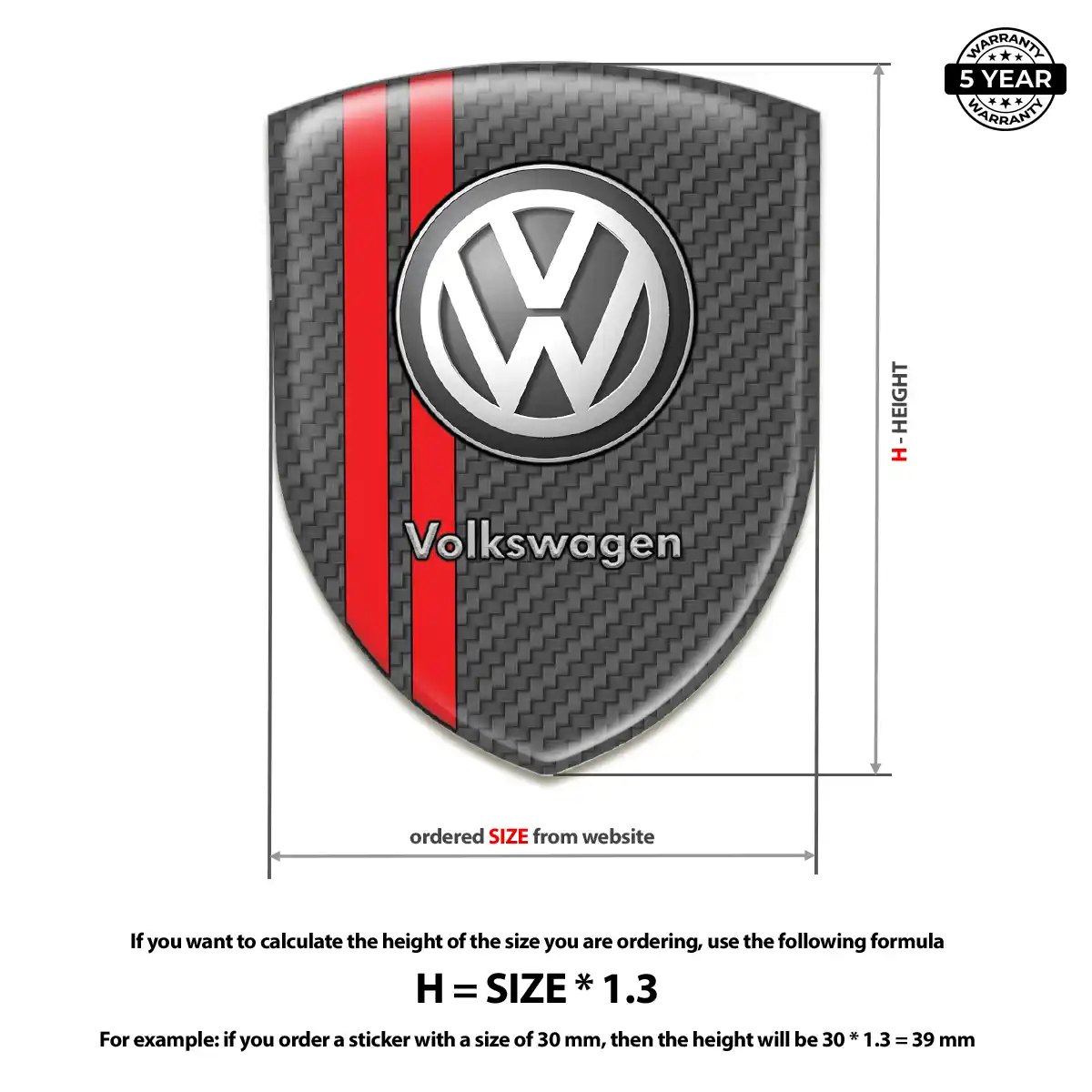 VW Epoxy Domed Sticker Prime Quality