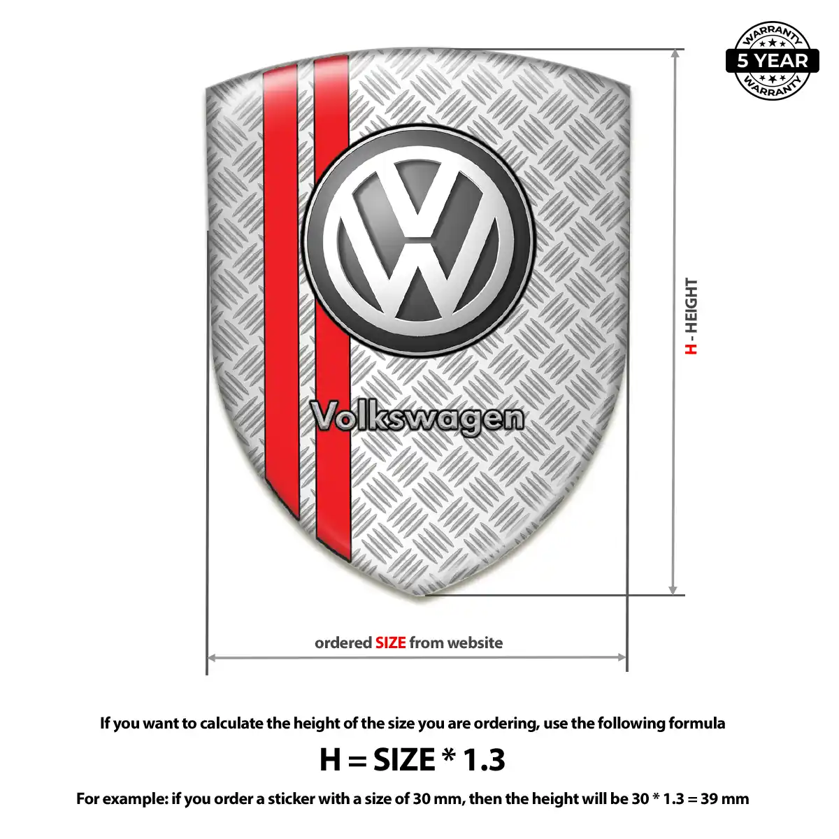 VW Epoxy Domed Sticker Sleek Style