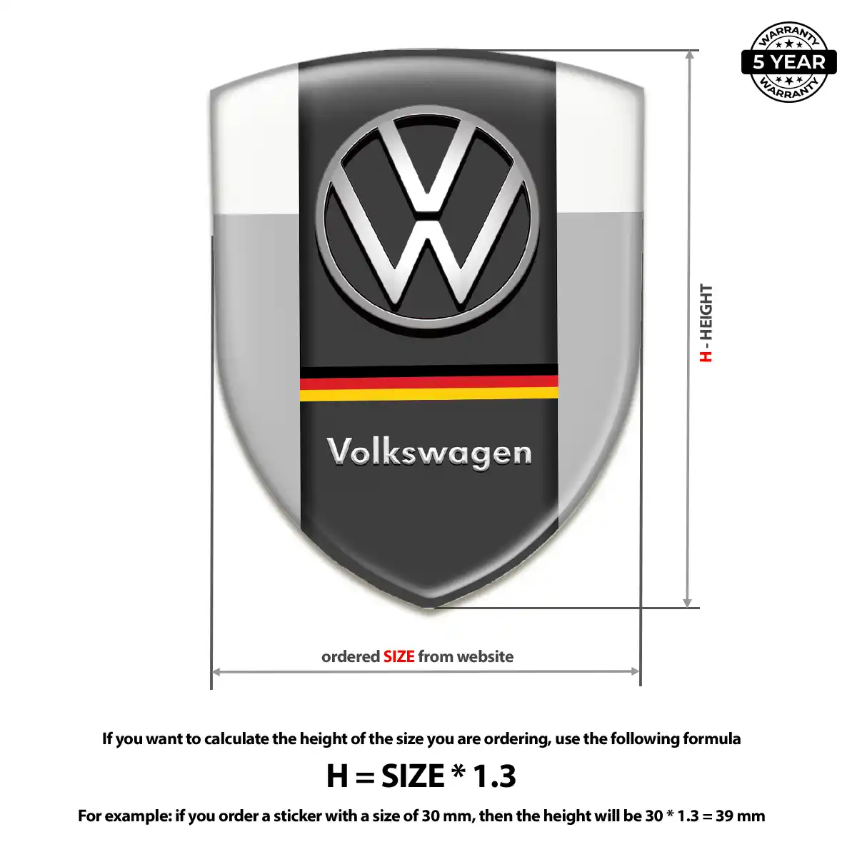 VW Gel Badge Sticker Elite Finish
