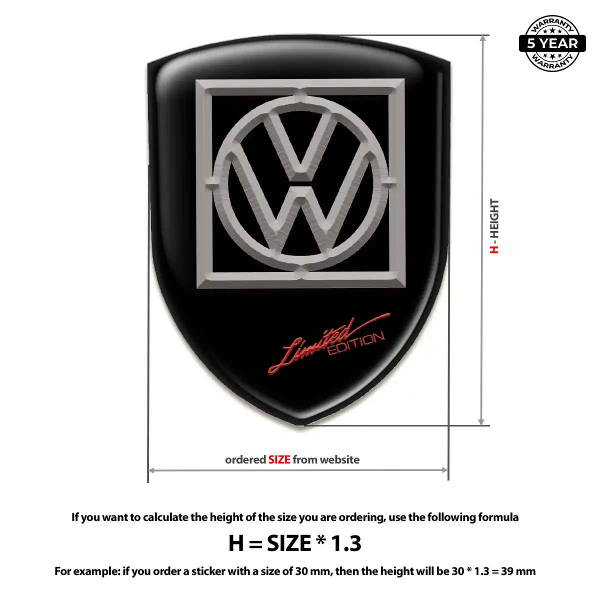 VW Gel Emblem Sticker Elite Finish