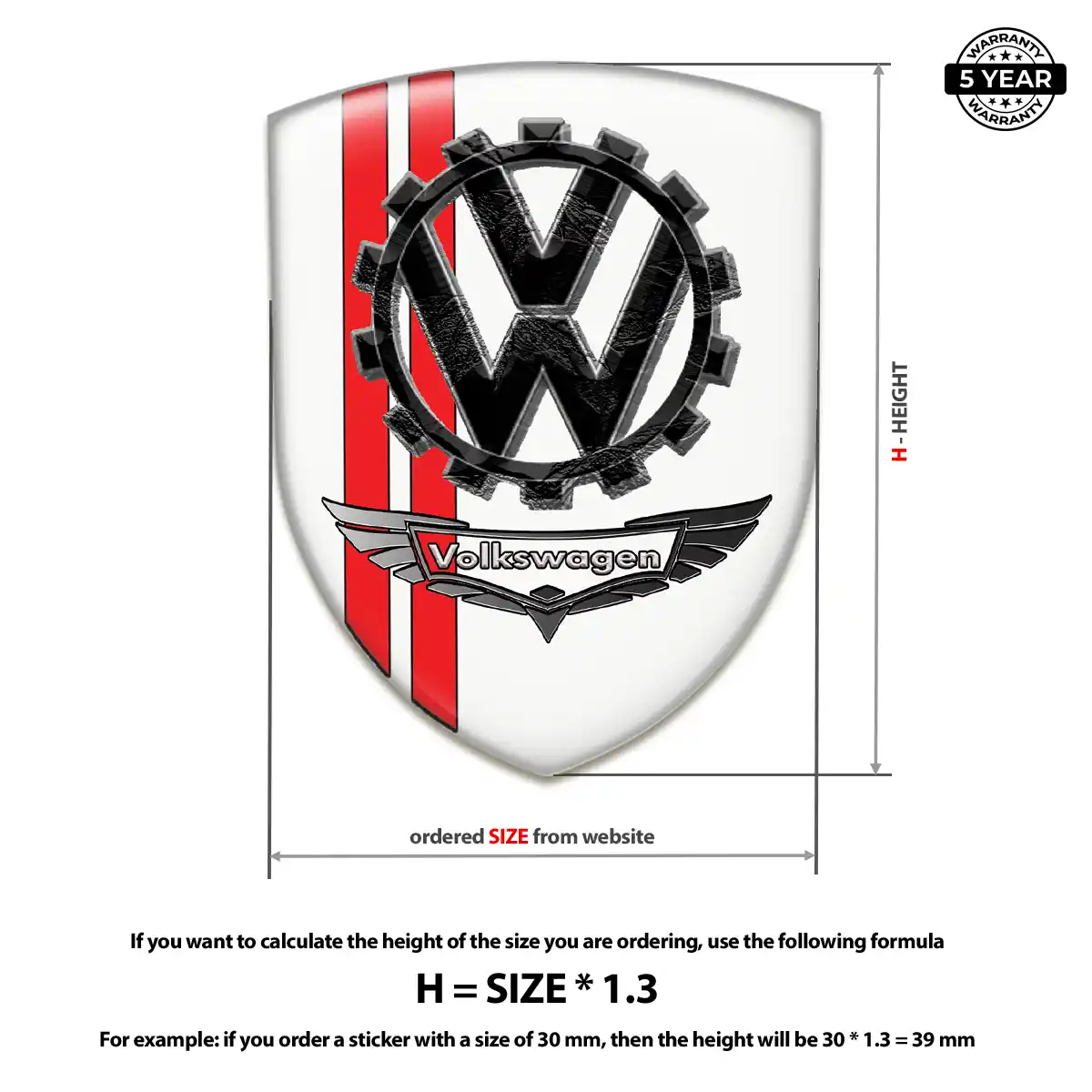 VW Polyurethane Domed Sticker Elite Finish