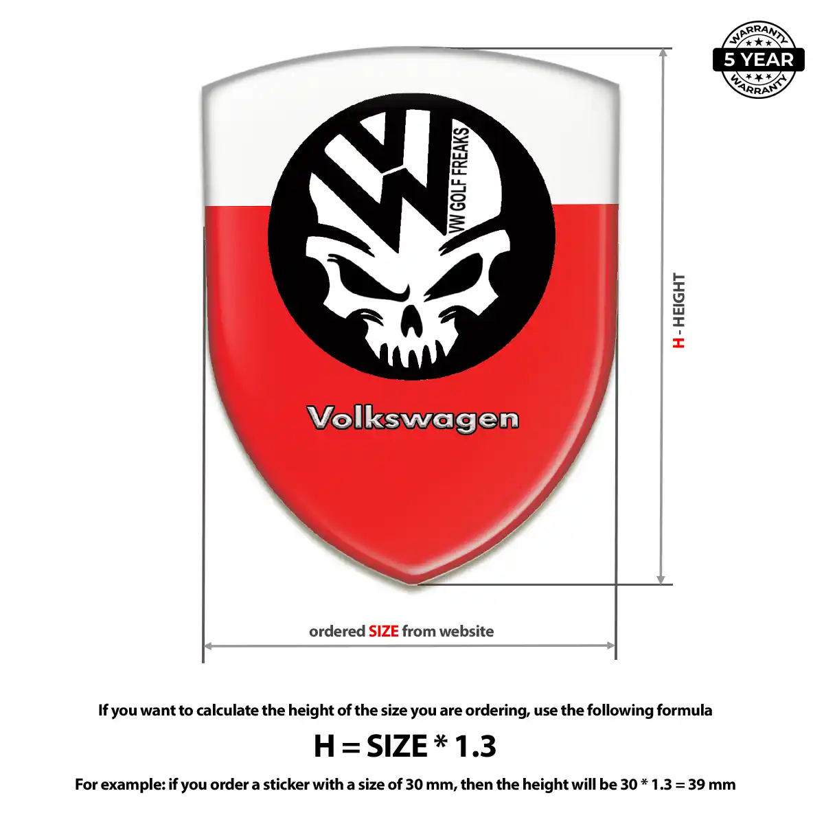 VW Polyurethane Domed Sticker Prime Quality