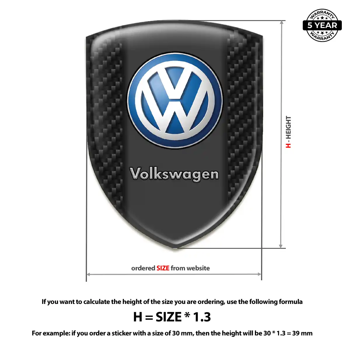 VW Polyurethane Domed Sticker Refined Design