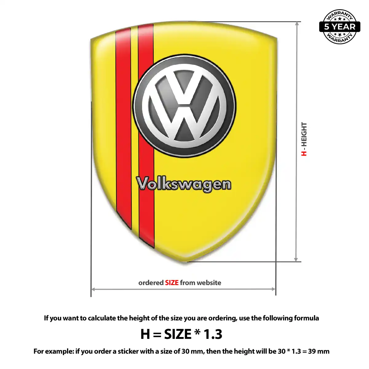 VW Resin Badge Sticker Elite Finish