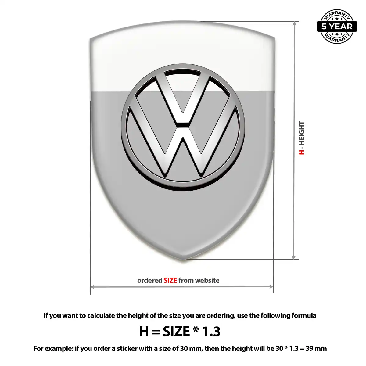 VW Resin Domed Sticker Elite Finish