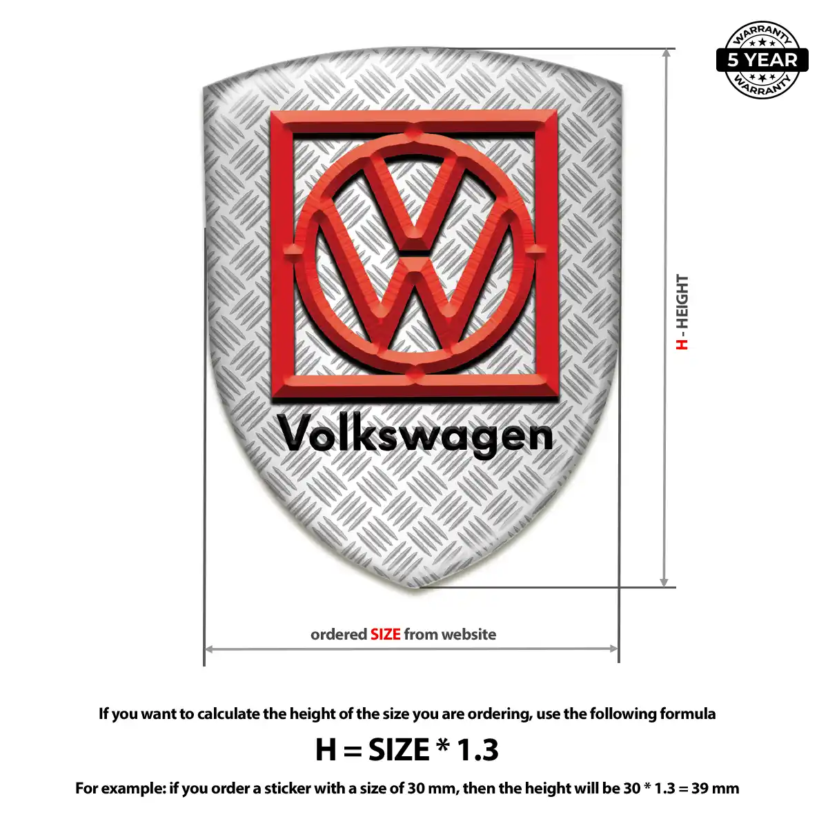 VW Resin Domed Sticker Prime Quality
