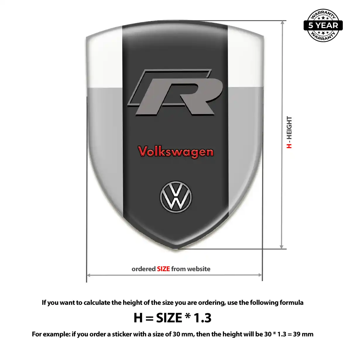 VW Resin Domed Sticker Refined Design