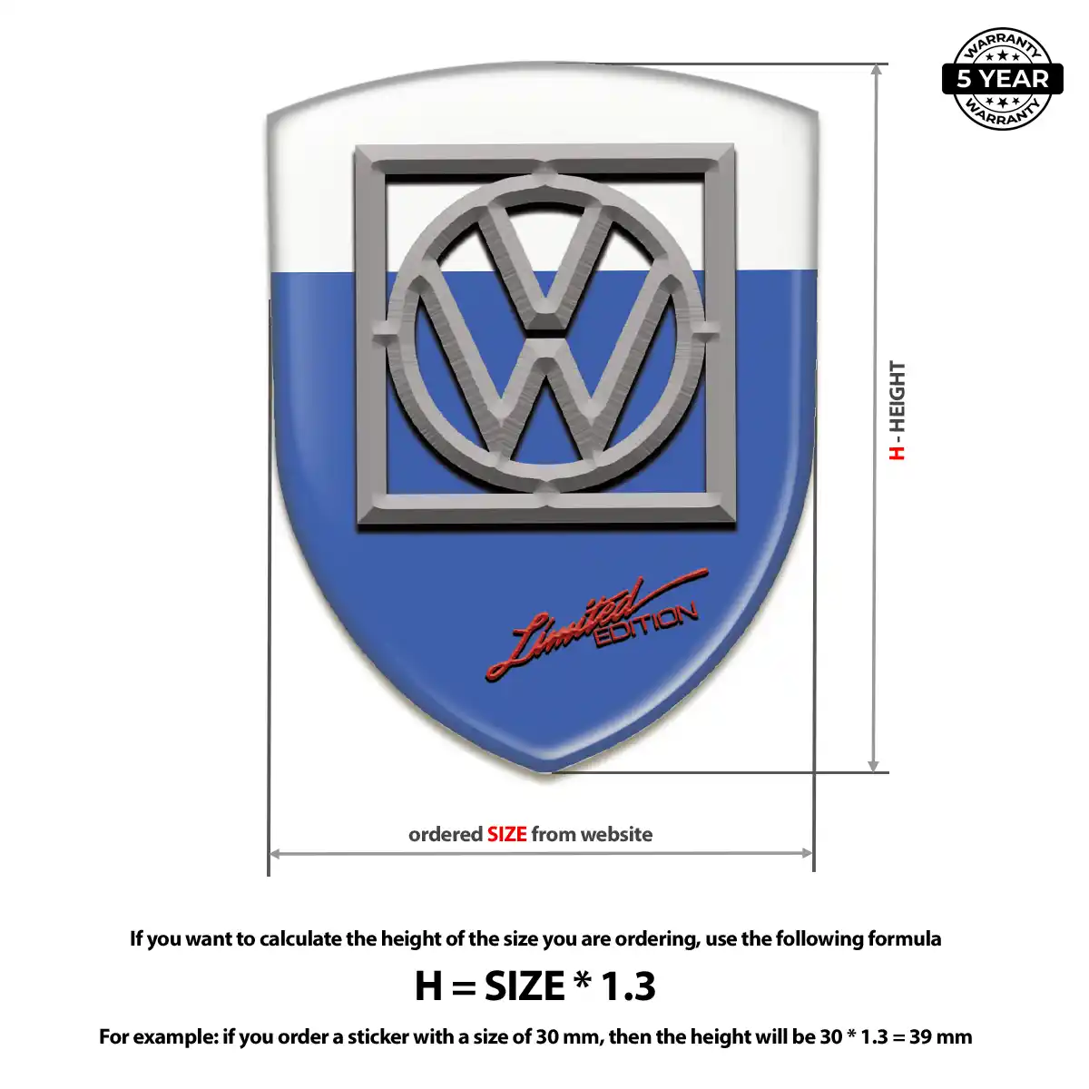 VW Resin Domed Sticker Signature Grade
