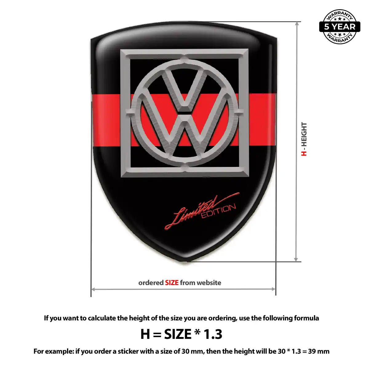 VW Resin Domed Sticker Sleek Style