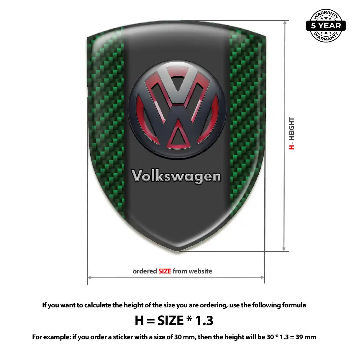 VW Resin Emblem Sticker Elite Finish
