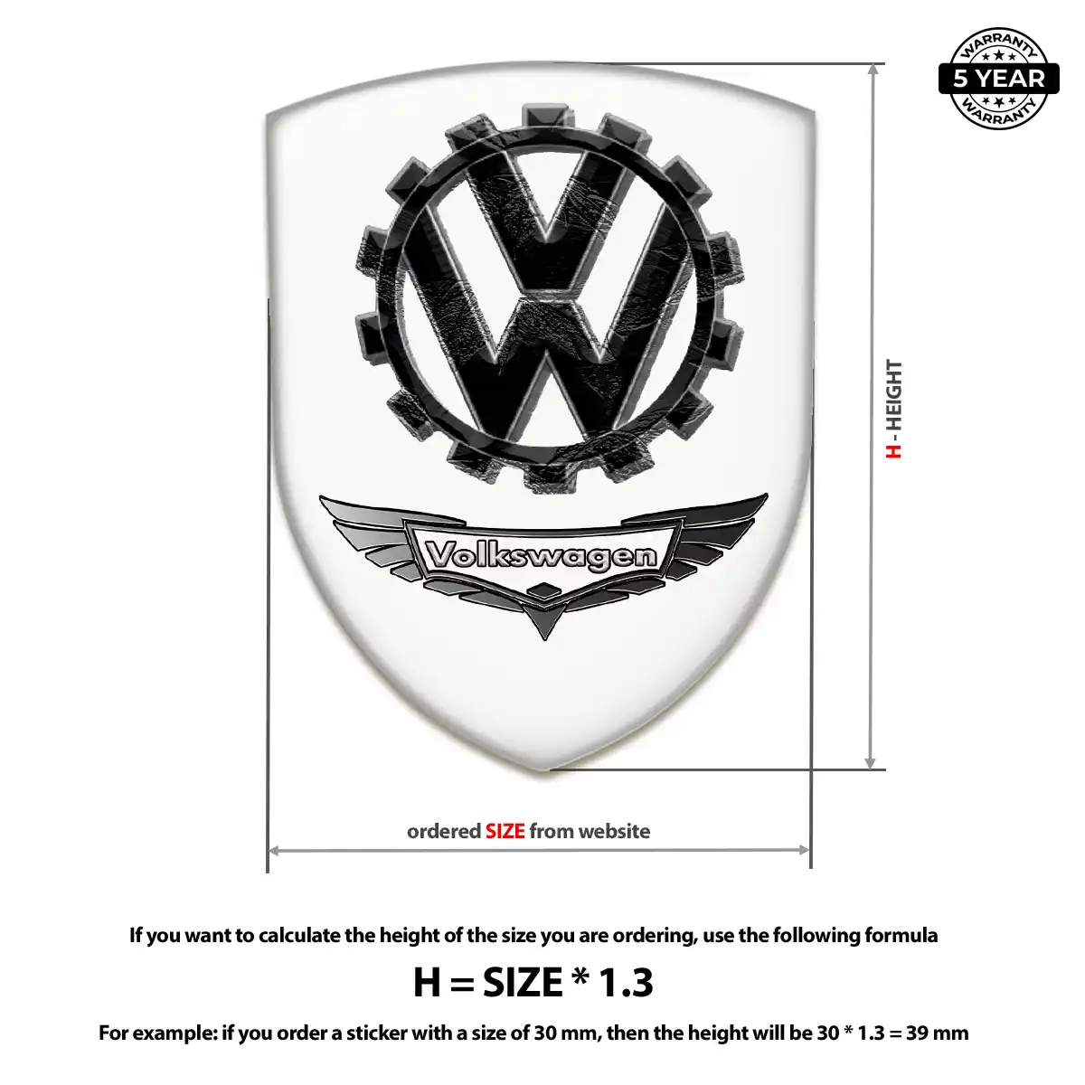 VW Self Adhesive Emblem Sticker Elite Finish