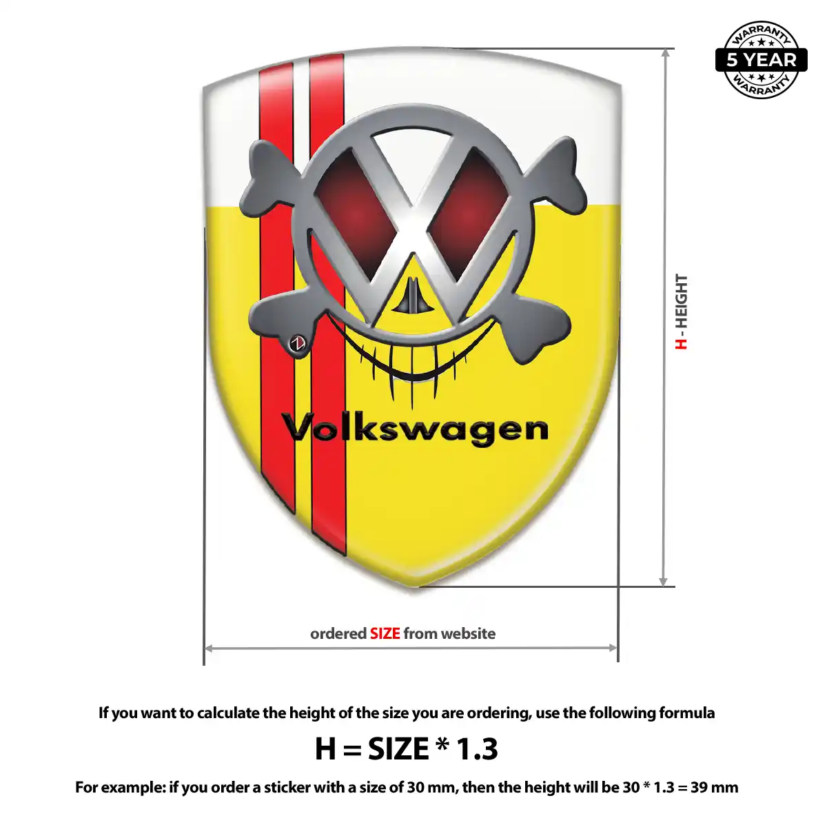 VW Self Adhesive Emblem Sticker Refined Design