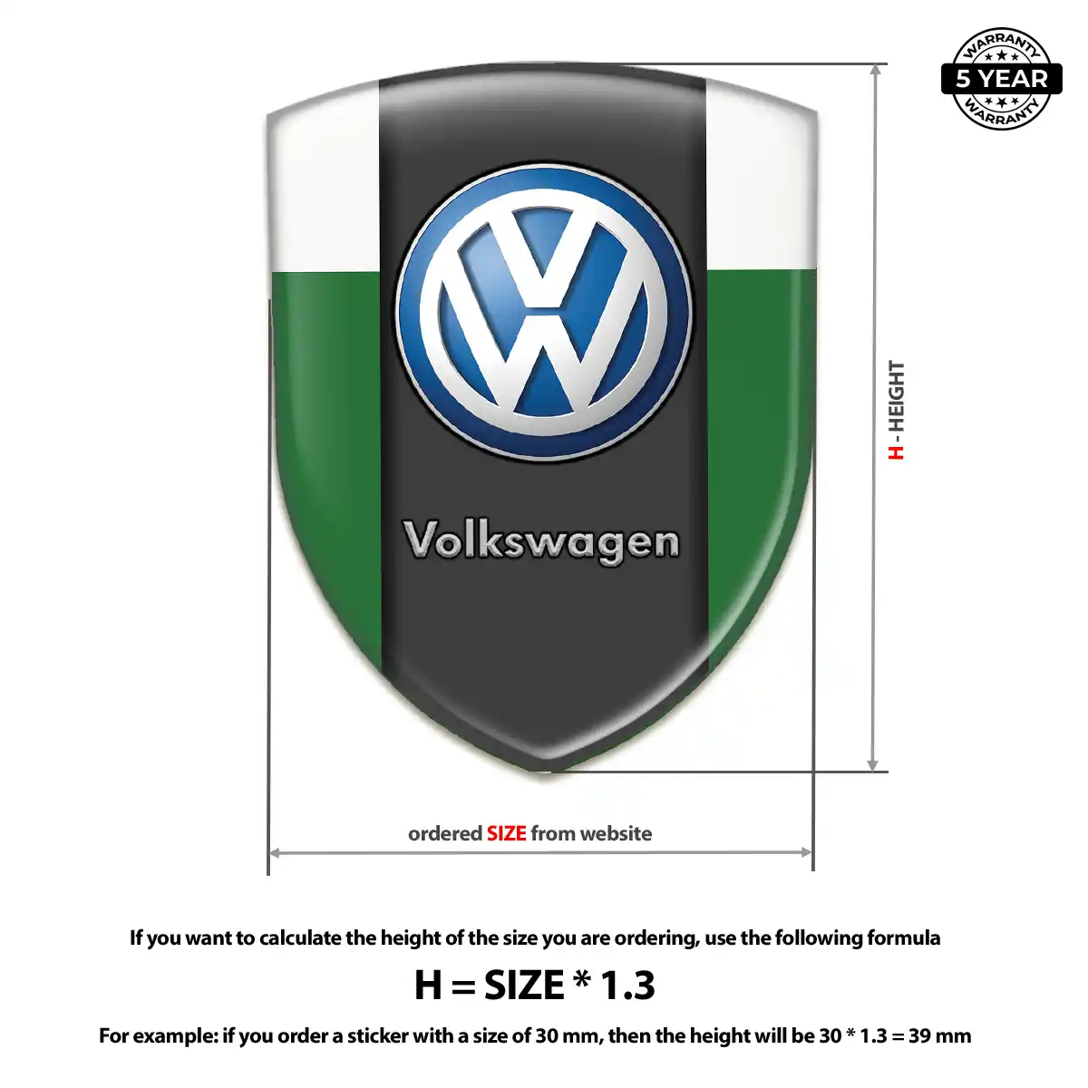 VW Self Adhesive Emblem Sticker Superior Craft