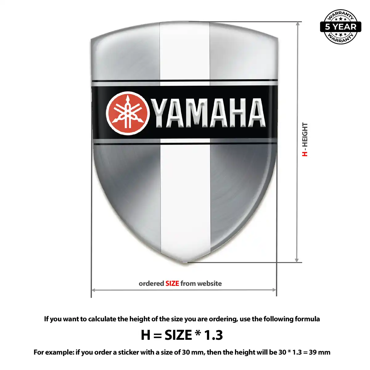 Yamaha Domed Car Sticker Resin Luxe