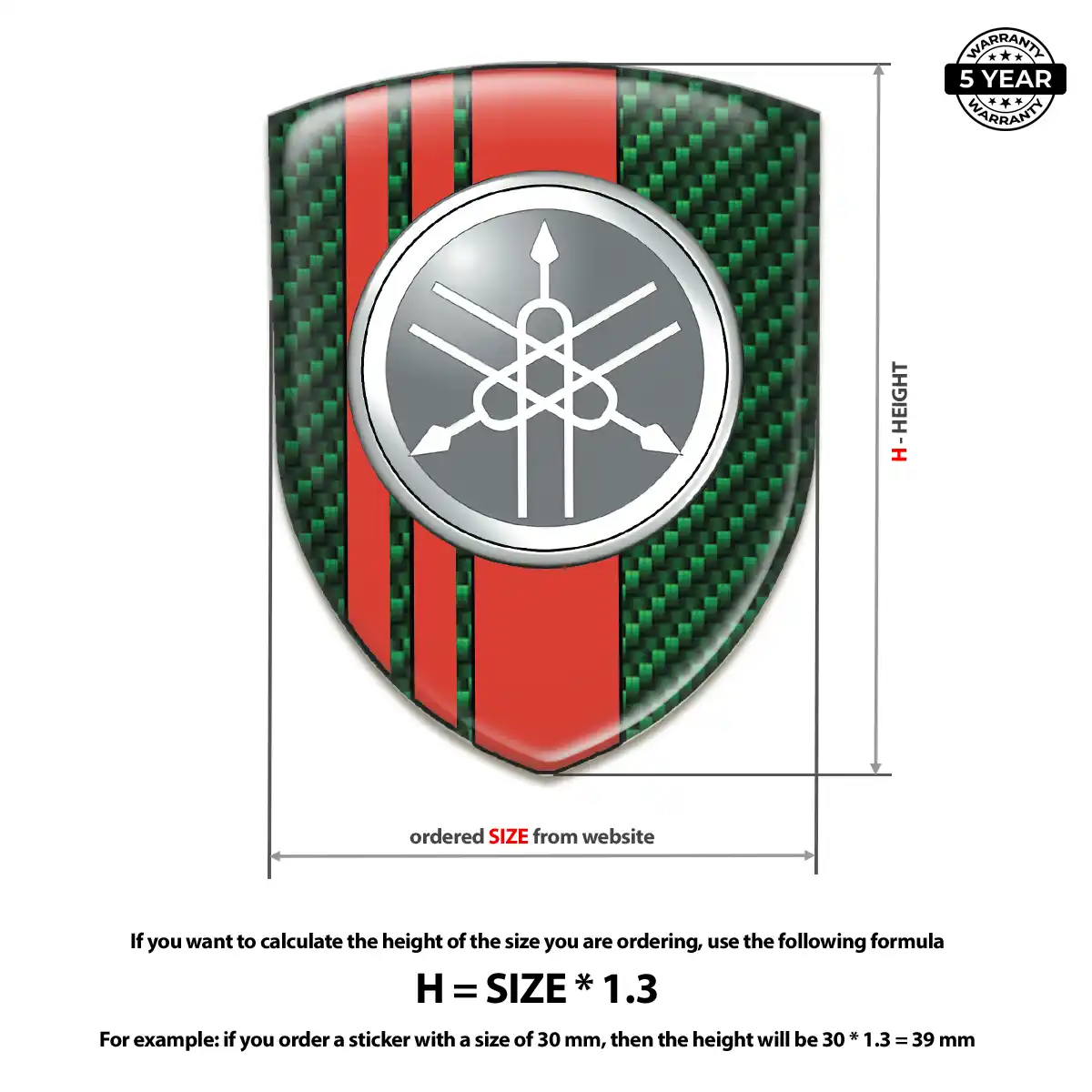 Yamaha Domed Decal Outer Style