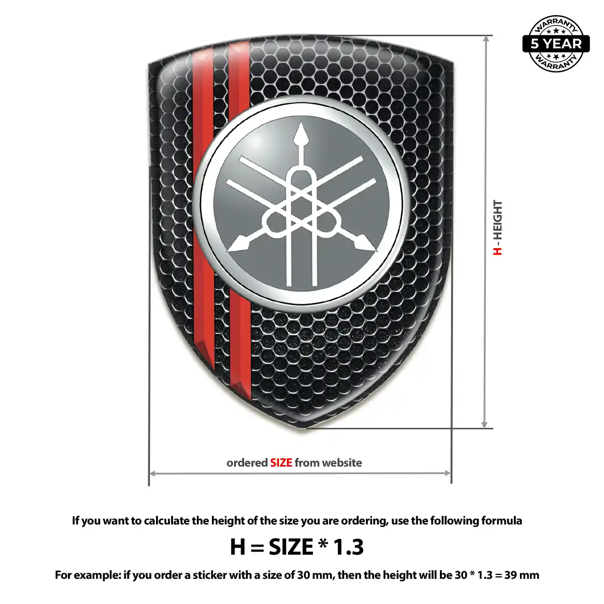 Yamaha Domed Decal Sleek Style