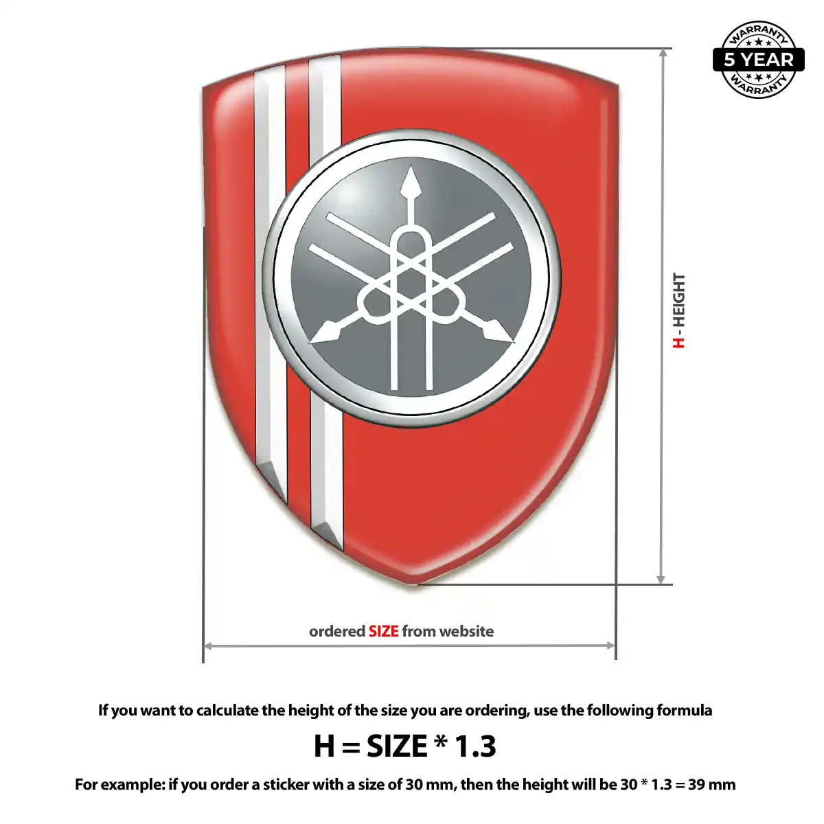 Yamaha Domed Logo Decal Elite Finish