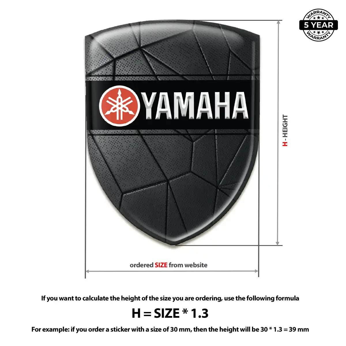 Yamaha Emblem Domed Badge Outer Style