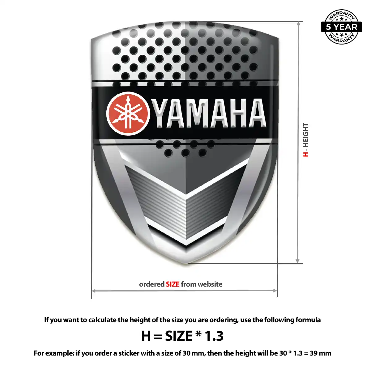 Yamaha Emblem Domed Badge Vortex Series
