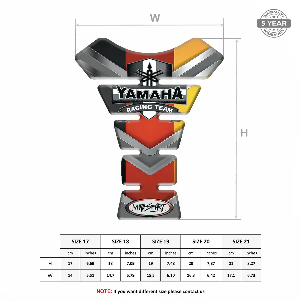 Yamaha Motorcycle Tank Decal Signature Grade