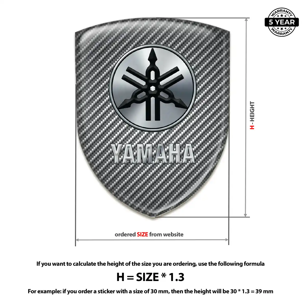 Yamaha Polyurethane Domed Sticker Interior Elegance