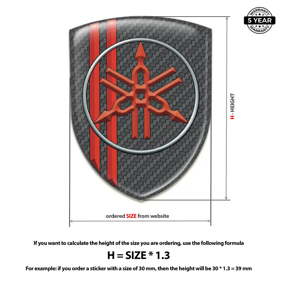 Yamaha Polyurethane Domed Sticker Interior Luxe