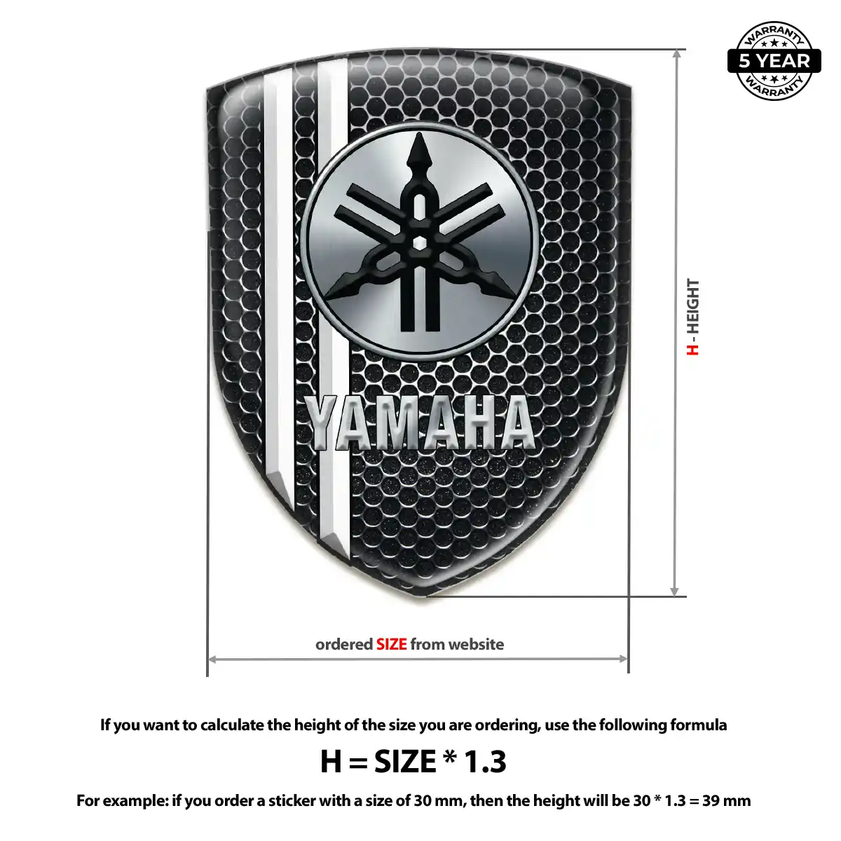 Yamaha Polyurethane Domed Sticker Outer Style