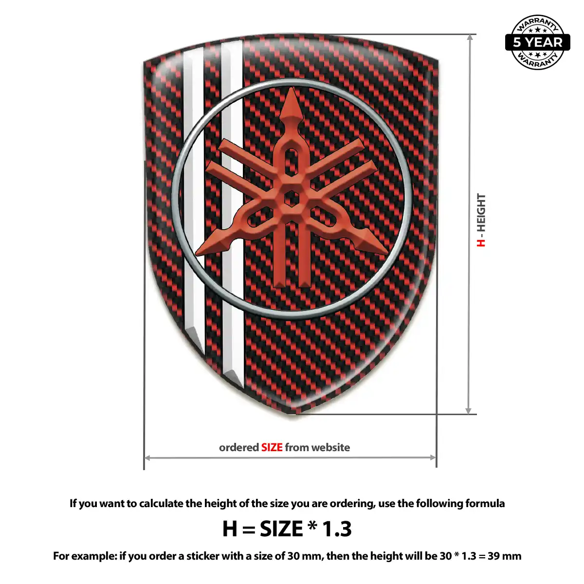 Yamaha Polyurethane Domed Sticker Premium Dome