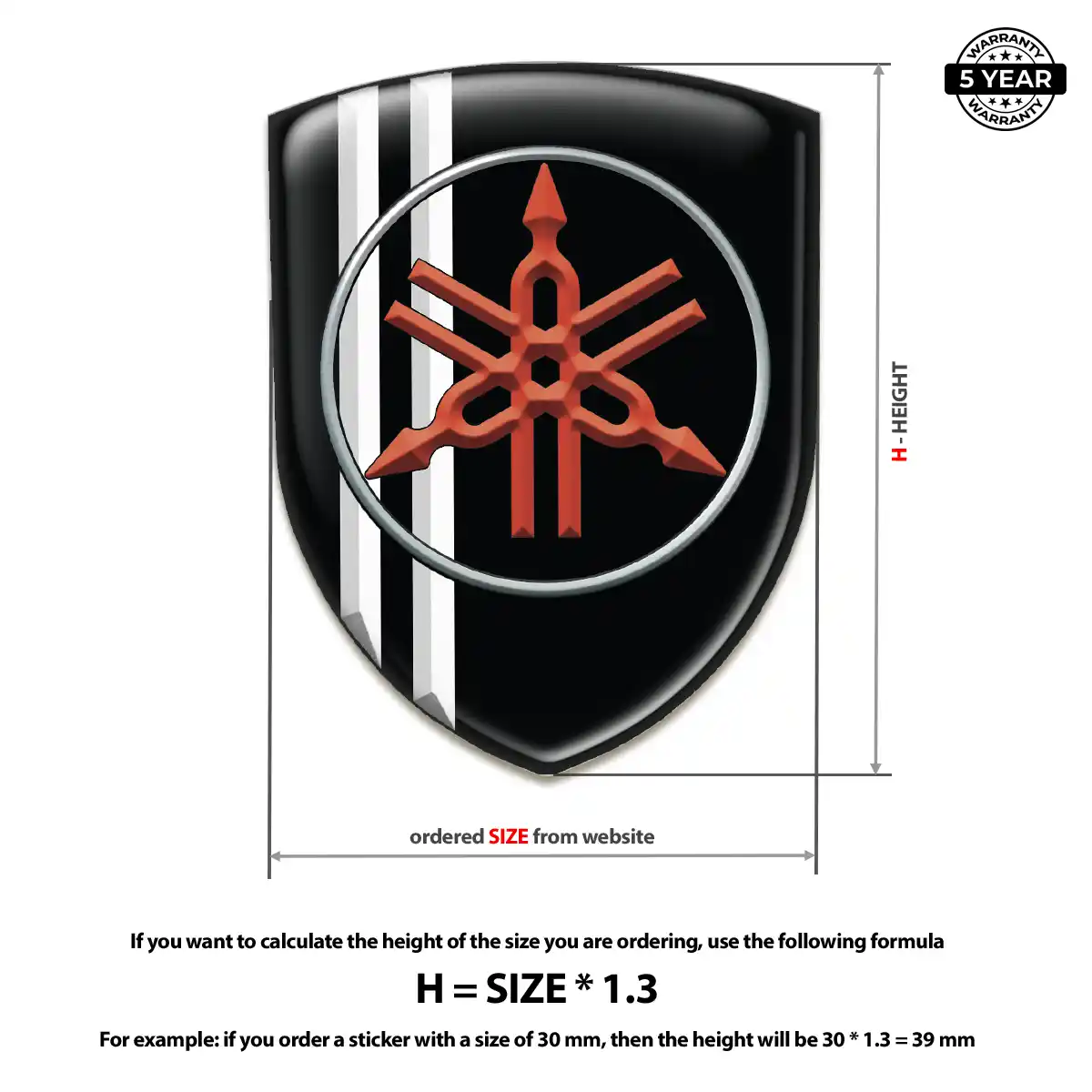 Yamaha Polyurethane Domed Sticker Sleek Style