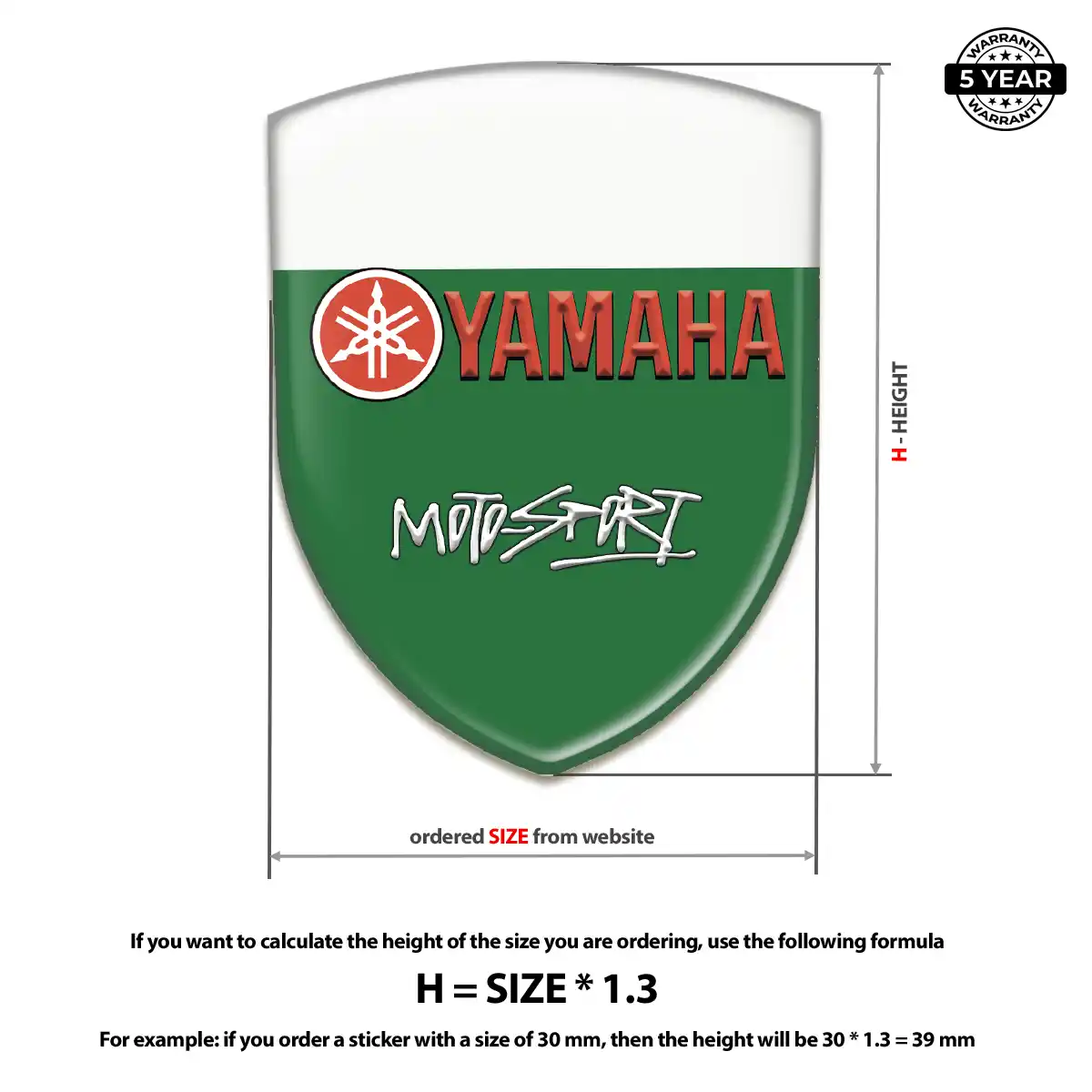 Yamaha Polyurethane Domed Sticker Vortex Series