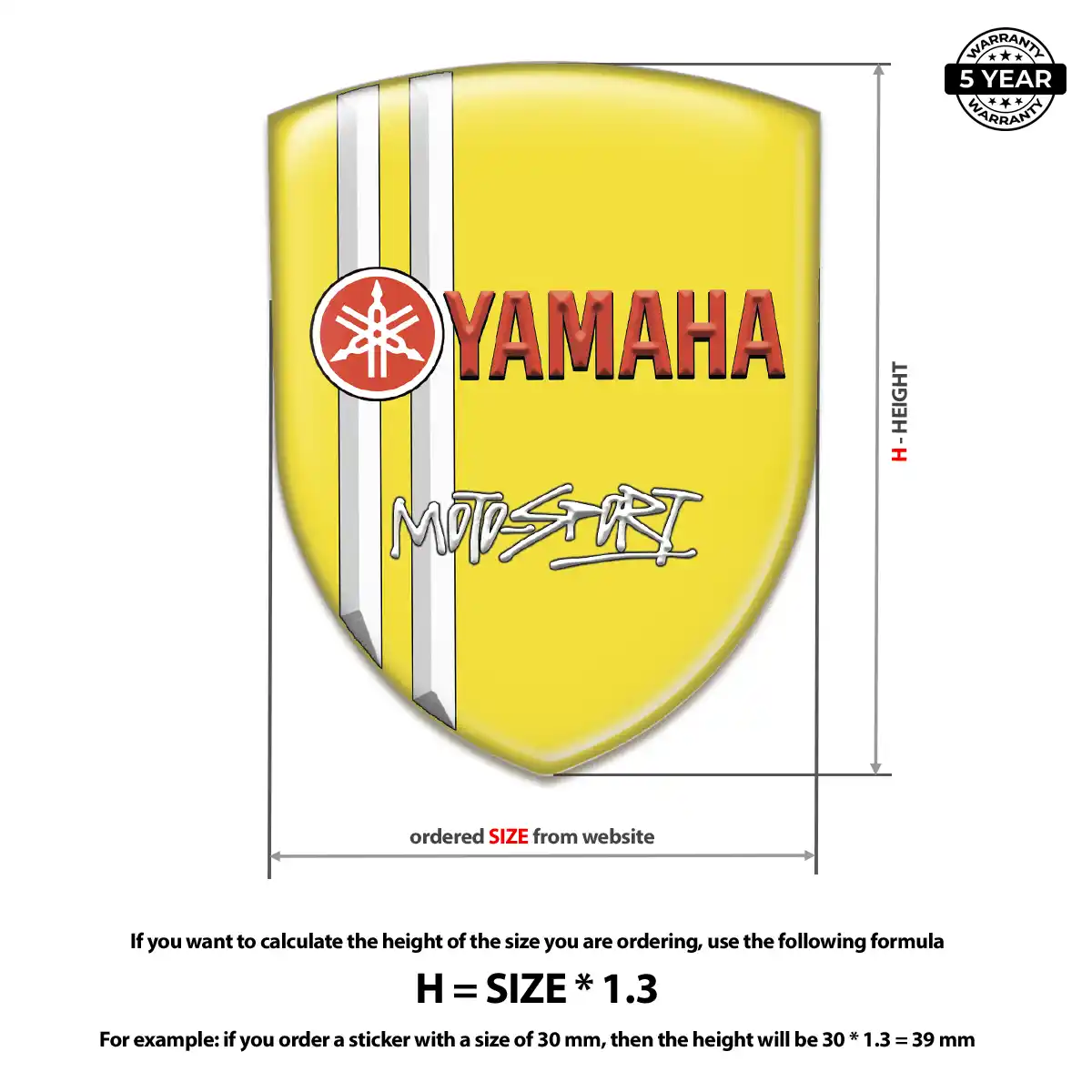 Yamaha Resin Emblem Sticker Sleek Style
